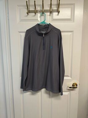Tommy Bahama Big and Tall Island Zone Supima Quarter Zip Slate Grey Size XXL